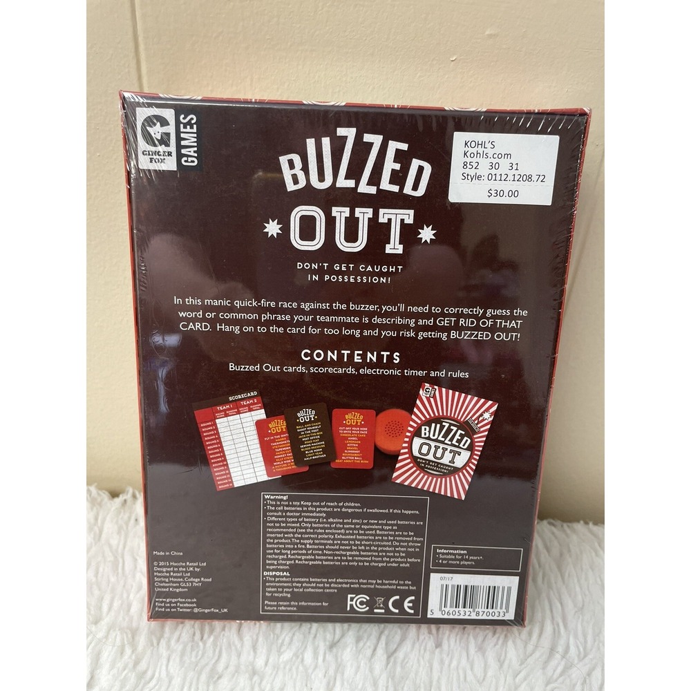 The Game of Buzzed‎ Out by Ginger Fox Games (2016) BRAND NEW & SEALED - Picture 4 of 4